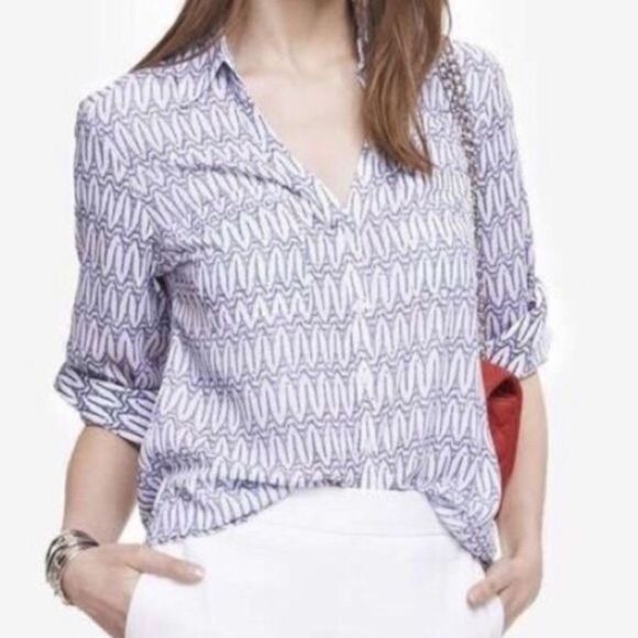 Express Eiffel Tower Button Down Top Like New XS 20A - Picture 2 of 8